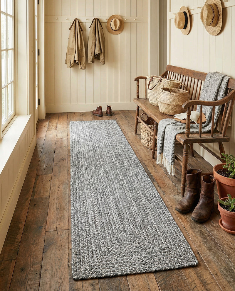 Highland Woven Jute Collection Area Rug - Glenmore (Gray) Runner Gray  lifestyle 78