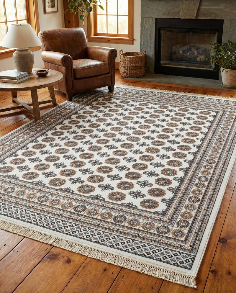 Samarkand Elegance Collection Area Rug -  Margilan (Ivory) Rectangle Ivory  lifestyle 8