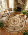 Versailles Elegance Collection Area Rug -  Louveciennes (Cream) Round Cream  lifestyle 85