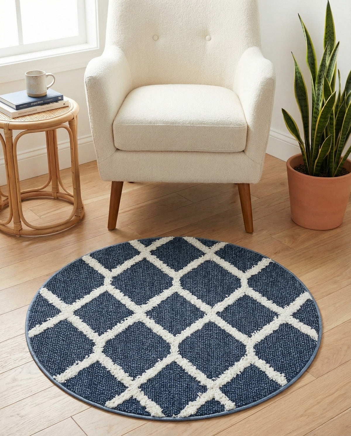 Sahara Chic Collection Area Rug -  Tuareg Round Blue  lifestyle 98
