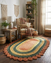 Woven Seaside Jute Collection Area Rug - Coastalhaven (Orange Green Yellow) Oval Orange Green Yellow  lifestyle 17