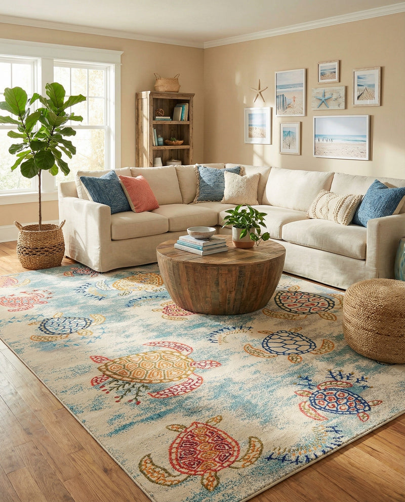 Sorrento Shores Collection Area Rug -  Massa Rectangle Beige  lifestyle 9