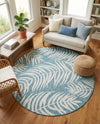 Seaside Blooms Collection Area Rug - Verdure (Light Aqua) Round Light Aqua  lifestyle 50