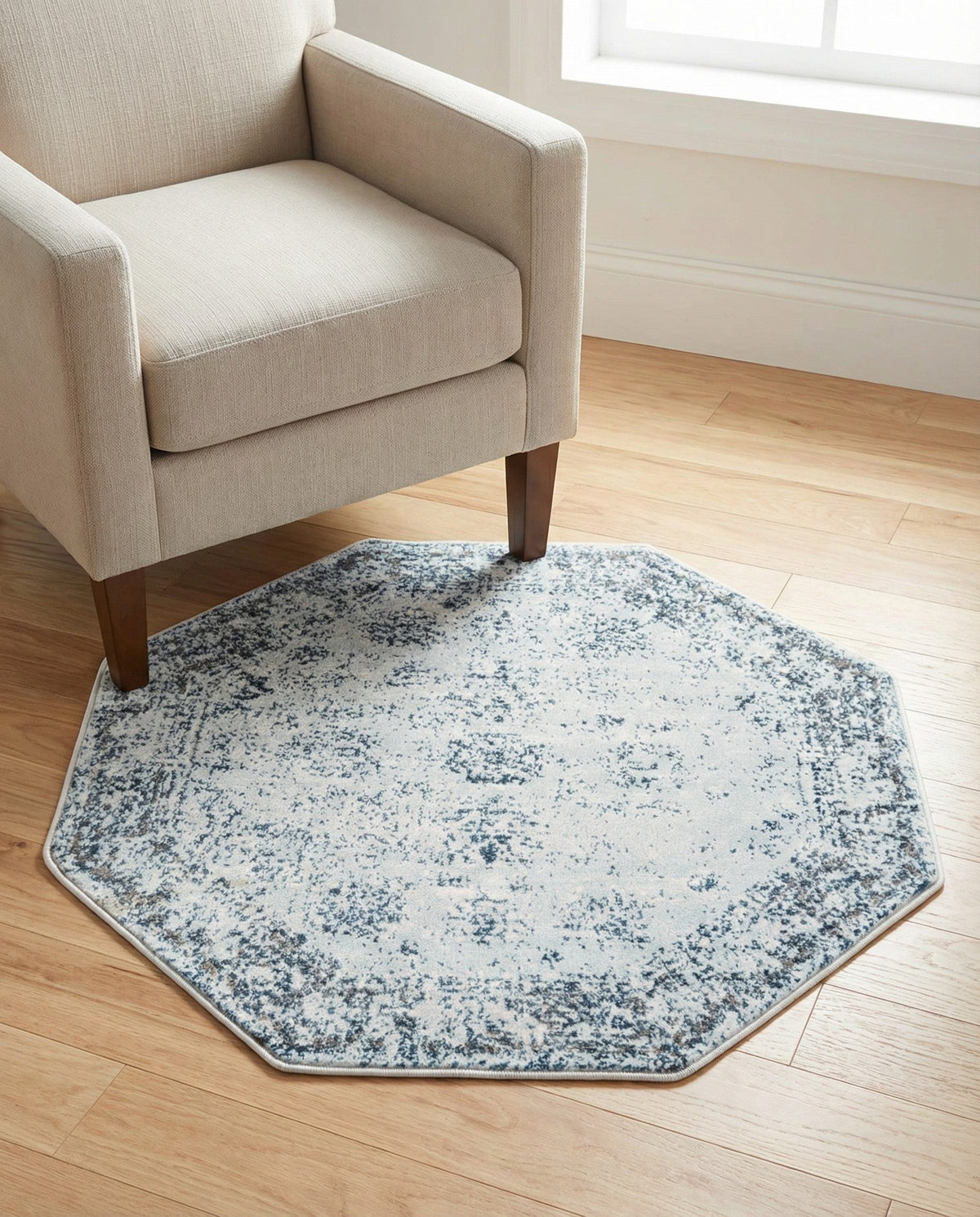 Riviera Elegance Collection Area Rug - Antibes (Light Blue) Octagon Light Blue  lifestyle 104