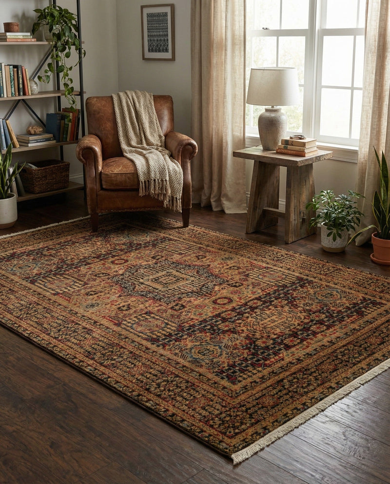 Ottoman Elegance Collection Area Rug - Sultan Rectangle Brown  lifestyle 45