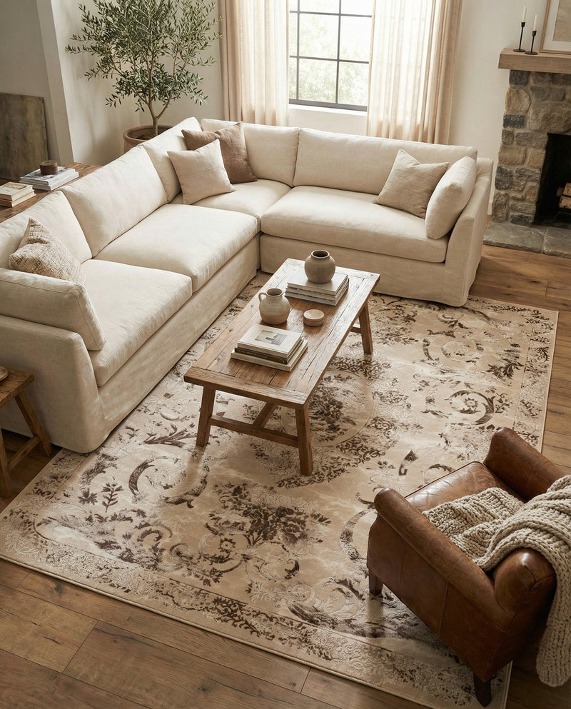 Bloomsbury Elegance Collection Area Rug - Mayfair Rectangle Beige  lifestyle 69