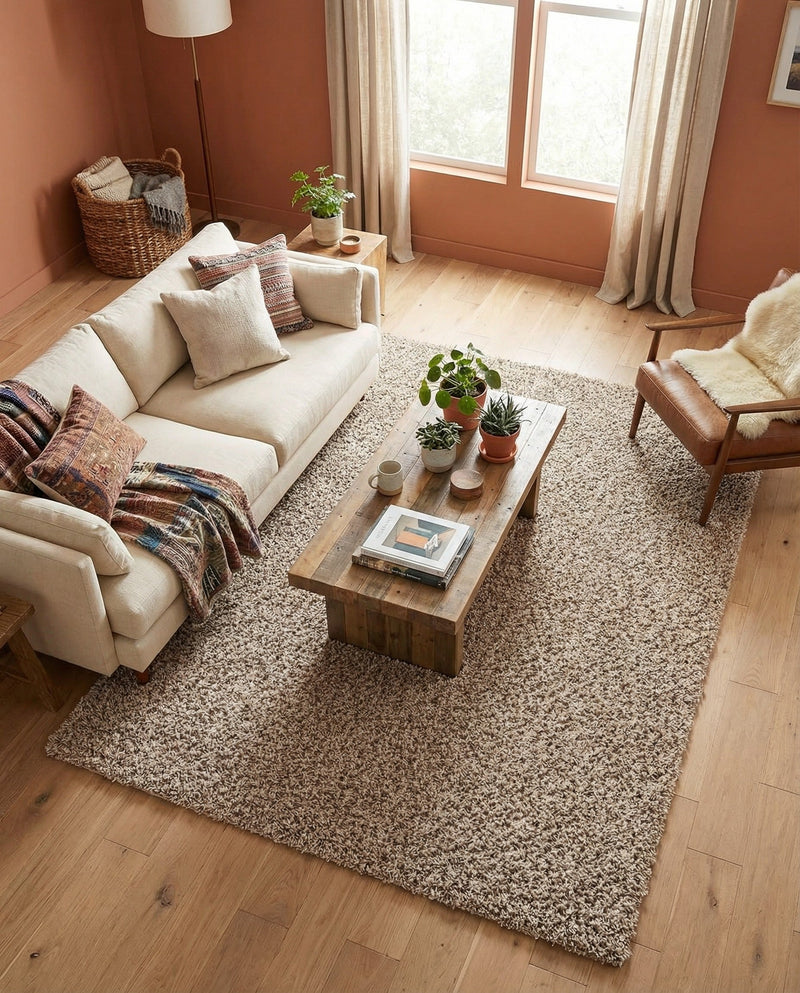 Plush Oasis Collection Area Rug - Serenity (Taupe) Rectangle Taupe  lifestyle 33
