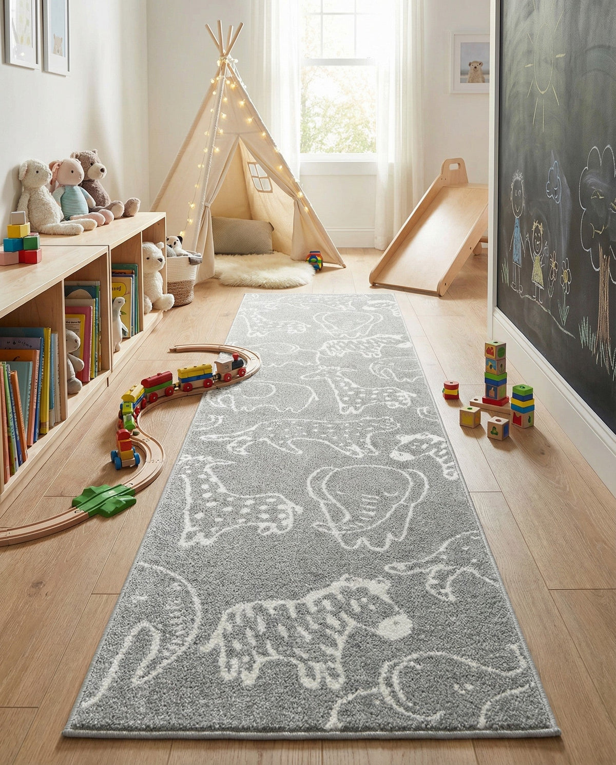 Wonder Tykes Collection Area Rug -  Spectrum Runner Gray  lifestyle 198