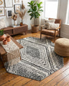 Marrakech Mosaic Collection Area Rug -  Medina Octagon Black and White  lifestyle 64