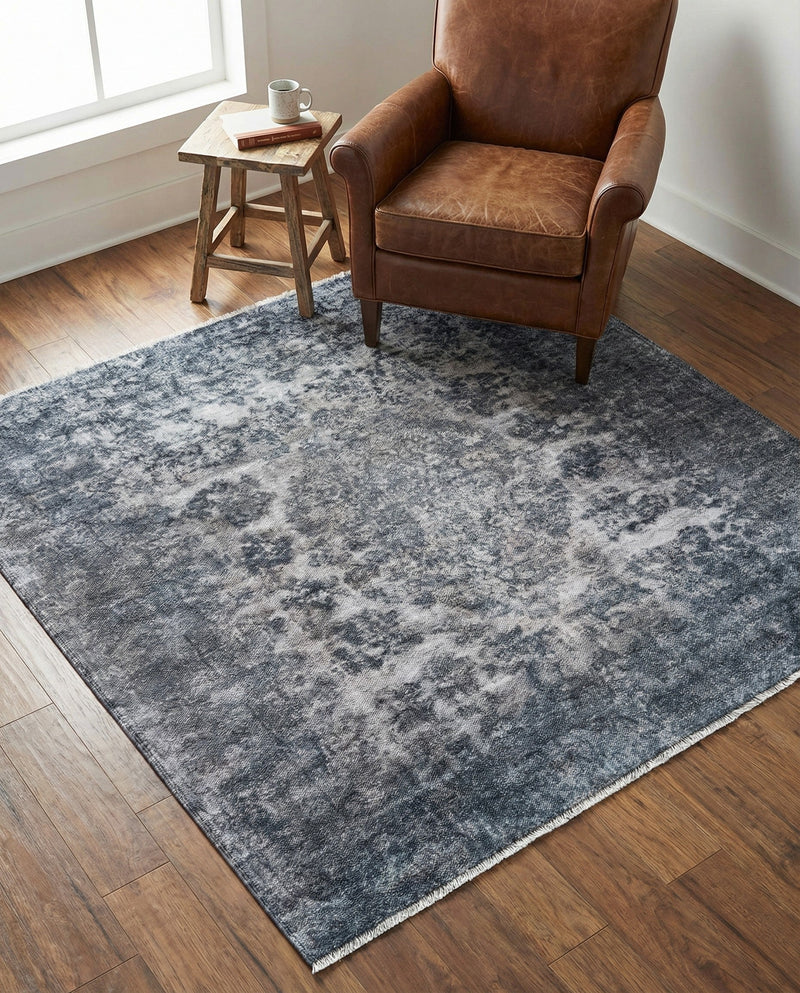 Bazaar Chic Collection Area Rug -  Asilah Square Gray and Blue  lifestyle 45