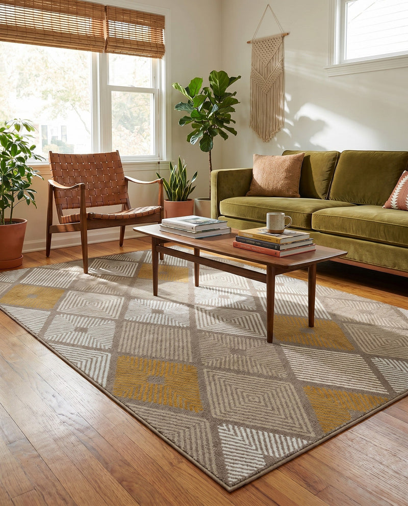 Coastal Haven Collection Area Rug -  Anchorage Rectangle Ivory and Yellow  lifestyle 13
