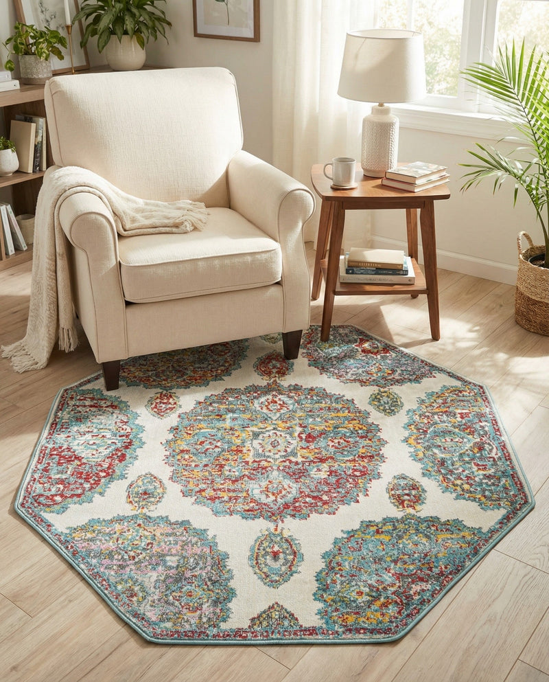 Arcadia Rugs Collection Area Rug -  Atlantis (Cream) Octagon Cream  lifestyle 48