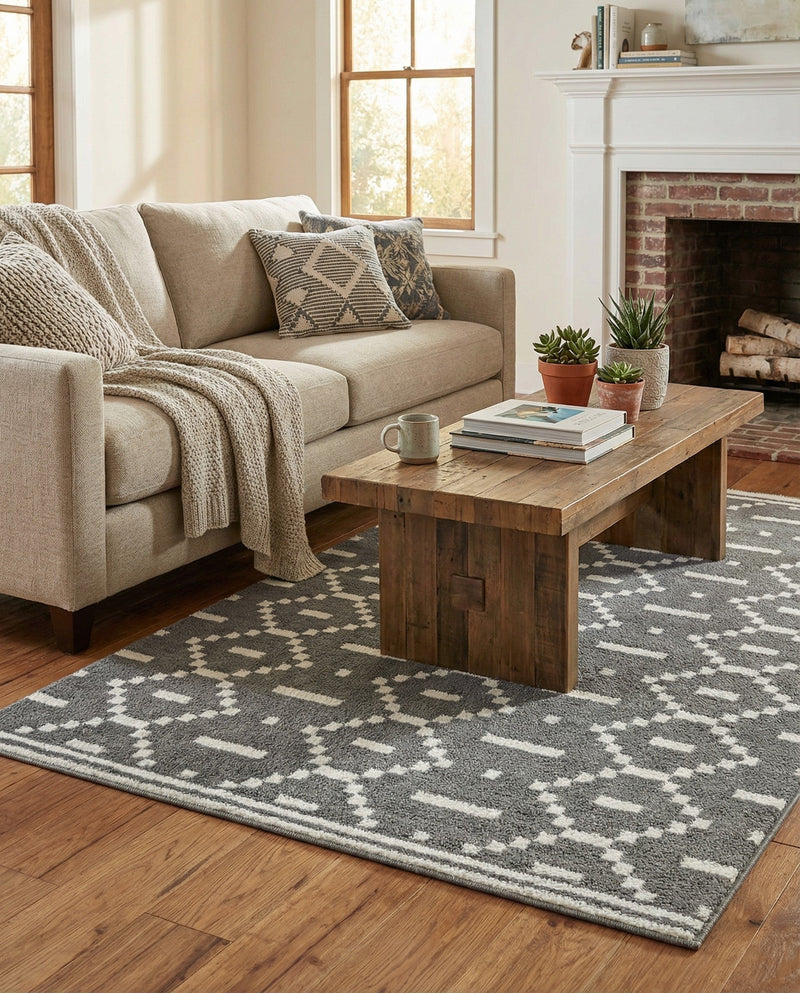 Copenhagen Edge Collection Area Rug -  Tivoli Rectangle Gray  lifestyle 32