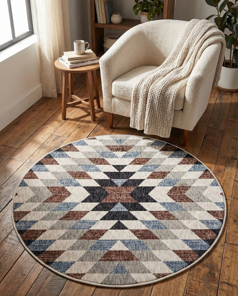 Desert Modern Eco Rug Series Collection Area Rug - Sedona Round Multi  lifestyle 58