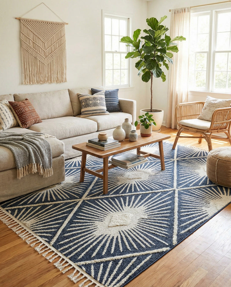Sahara Chic Collection Area Rug - Marrakech Rectangle Blue  lifestyle 35