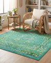 Baroque Era Collection Area Rug - Versailles (Spring Green) Square Spring Green  lifestyle 45
