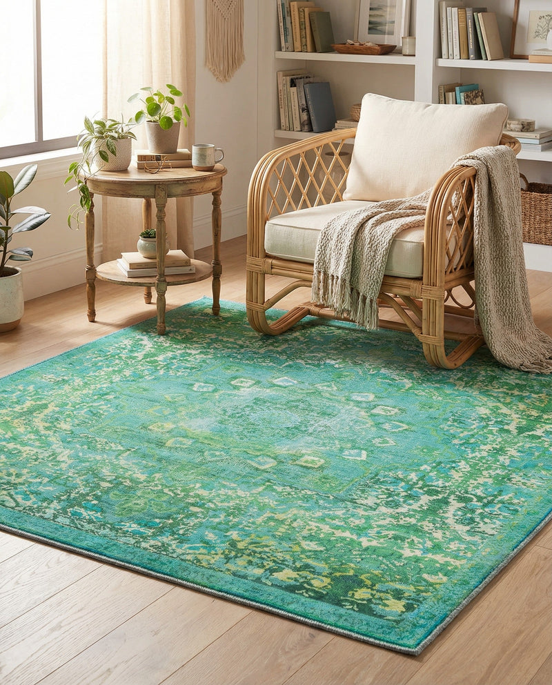 Baroque Era Collection Area Rug - Versailles (Spring Green) Square Spring Green  lifestyle 45