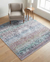 Baroque Era Collection Area Rug - Versailles (Blue Green) Square Blue Green  lifestyle 46