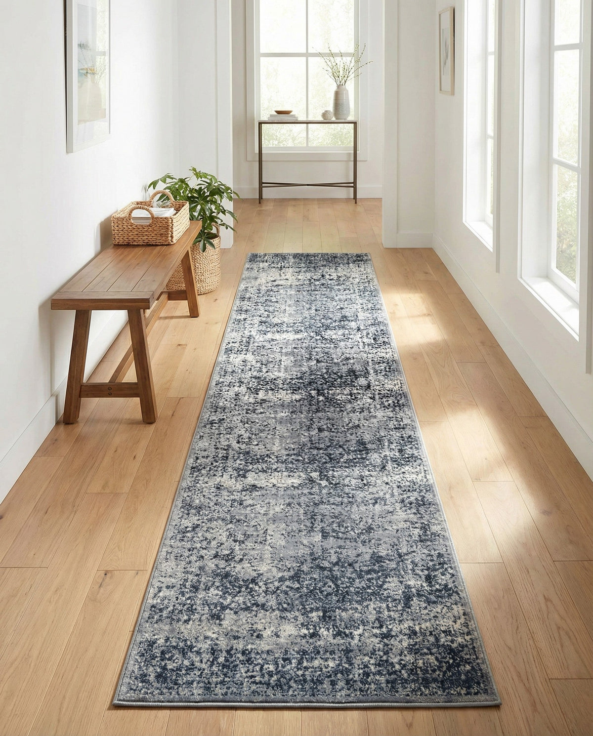 Coastal Manor Collection Area Rug -  Marina Runner Blue Gray  lifestyle 69