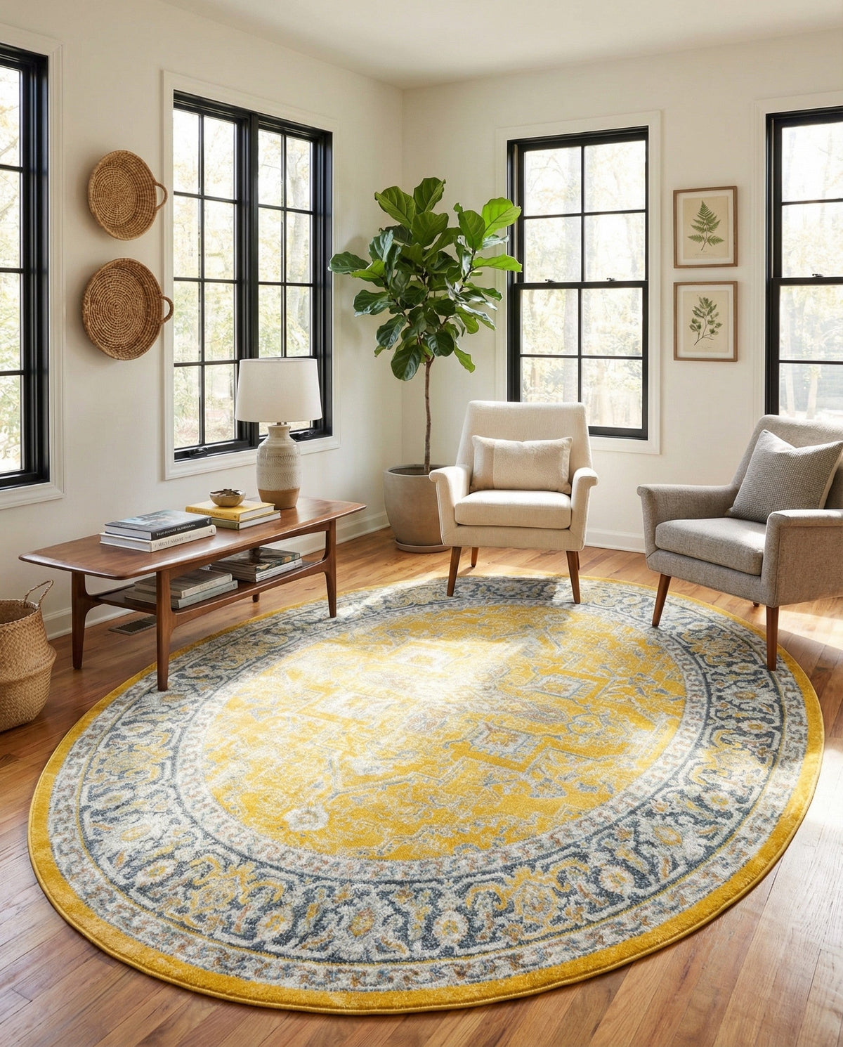 Caribbean Breeze Collection Area Rug -  Andros Oval Yellow  lifestyle 164
