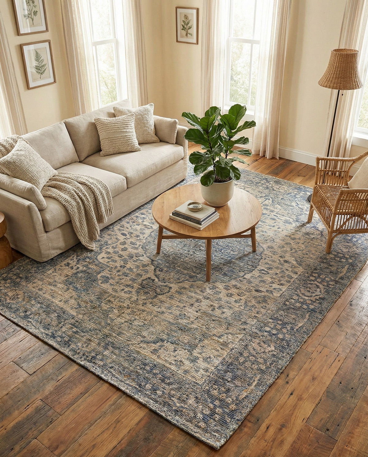 Savannah Threads Collection Area Rug - Charleston Rectangle Blue  lifestyle 6