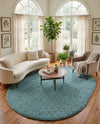Plush Oasis Collection Area Rug - Serenity (Light Slate Blue) Oval Light Slate Blue  lifestyle 83