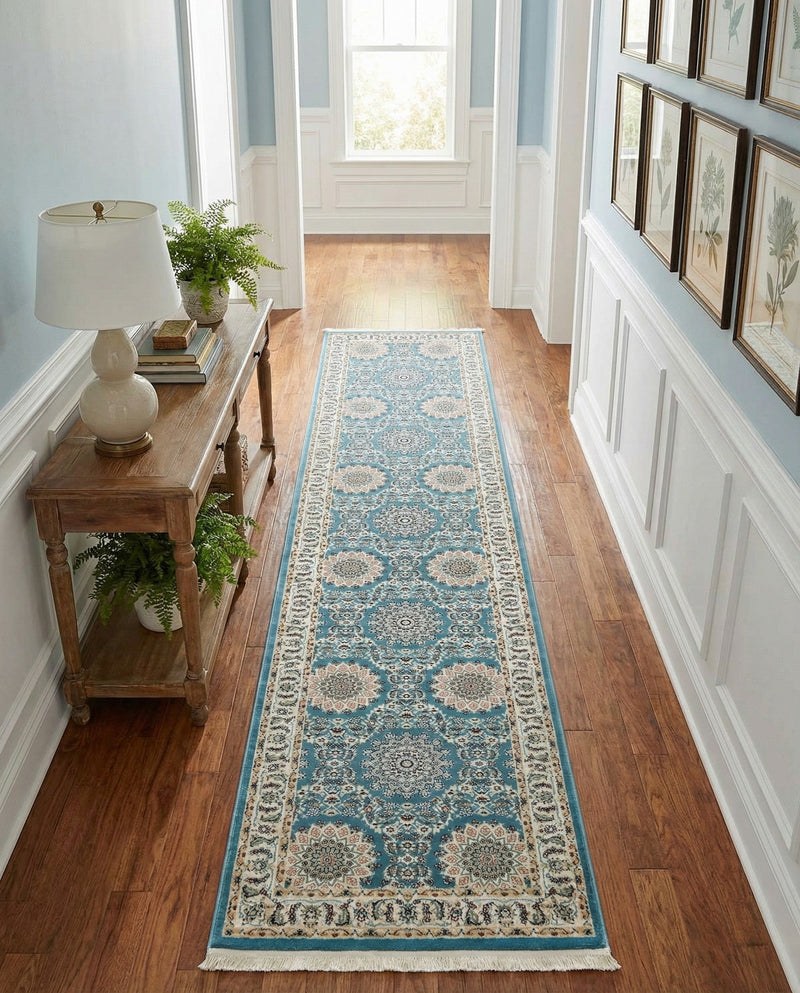 Persian Elegance Collection Area Rug -  Mashhad Runner Blue  lifestyle 67