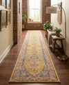 Seville Stripes Collection Area Rug - Cadiz (Yellow) Runner Yellow  lifestyle 55