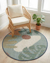 Coastal Terrace Collection Area Rug -  Boardwalk Round Blue  lifestyle 53