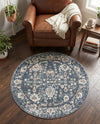 Cascade Range Collection Area Rug -  Shasta (Blue) Round Blue  lifestyle 62