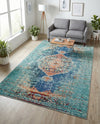 Venetian Tapestry Collection Area Rug -  Giudecca Rectangle Turquoise  lifestyle 35