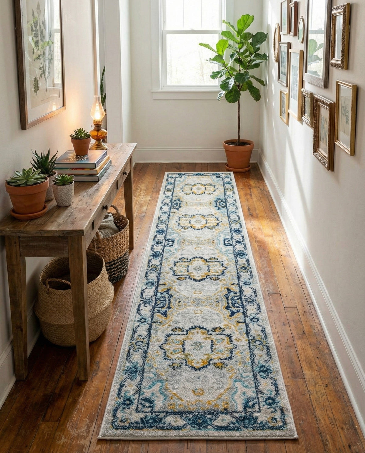 Parisian Elegance Collection Area Rug - Versailles (Gray) Runner Gray  lifestyle 87