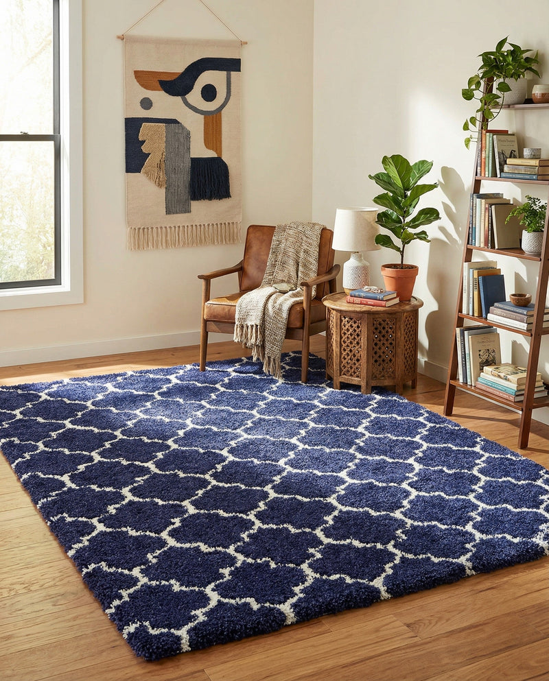 Casablanca Comfort Collection Area Rug -  Atlas Rectangle Navy Blue  lifestyle 25