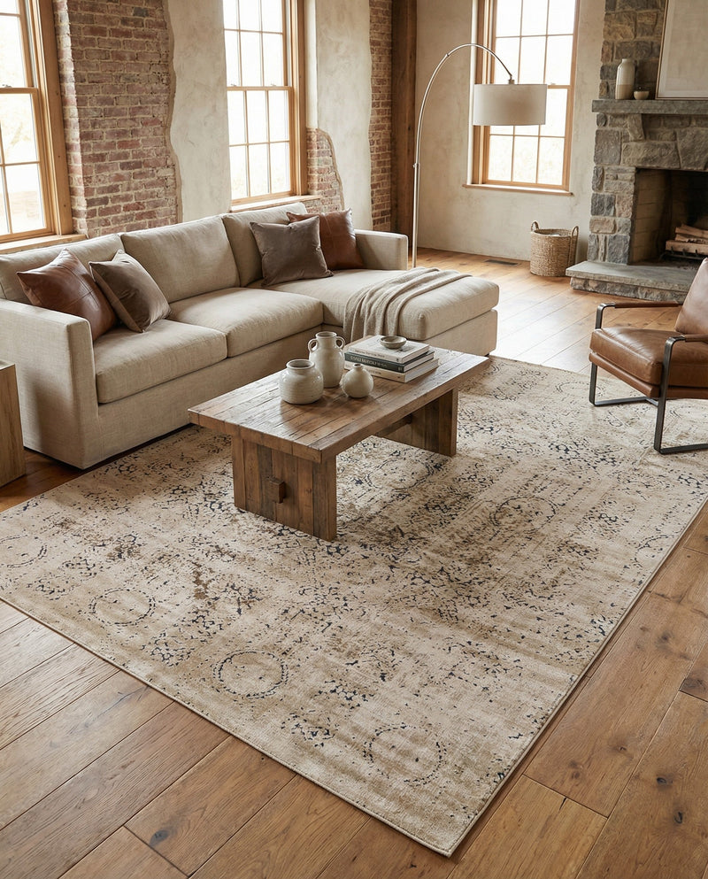 Coastal Manor Collection Area Rug -  Wavecrest Rectangle Beige  lifestyle 16