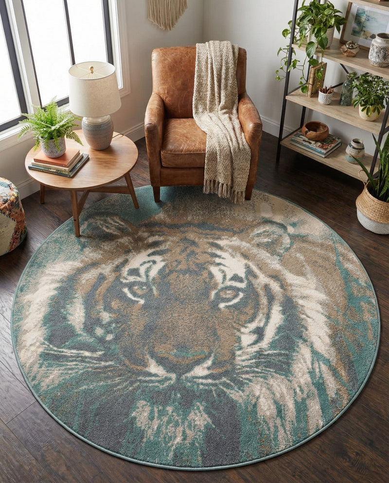 Savannah Sojourn Collection Area Rug -  Okavango Round Multi  lifestyle 61