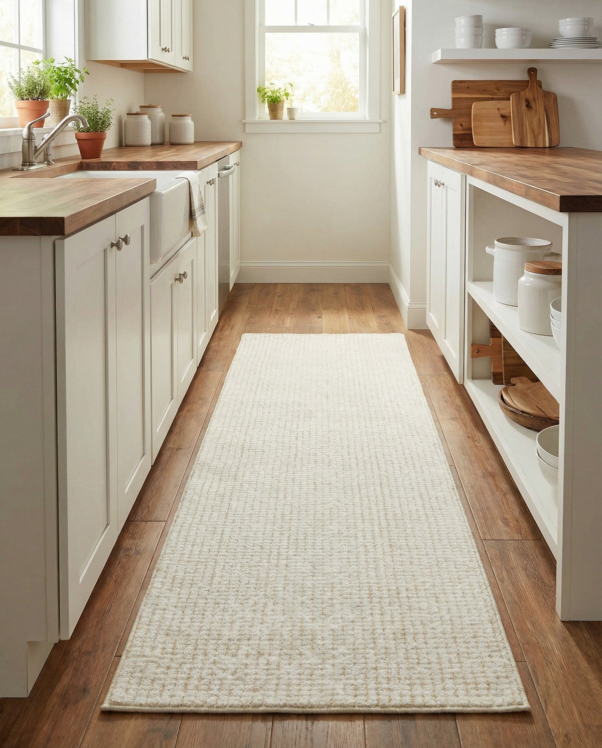 Aravalli Collection Area Rug -  Jaisalmer Runner Ivory White  lifestyle 190