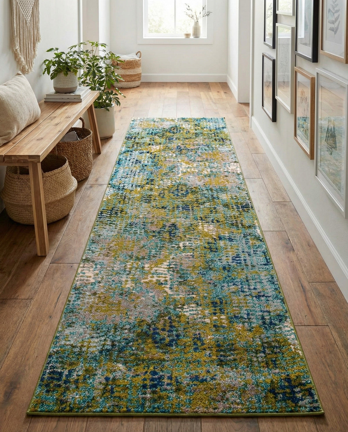Chromatic Oasis Collection Area Rug -  Tropic Runner Blue Green  lifestyle 73