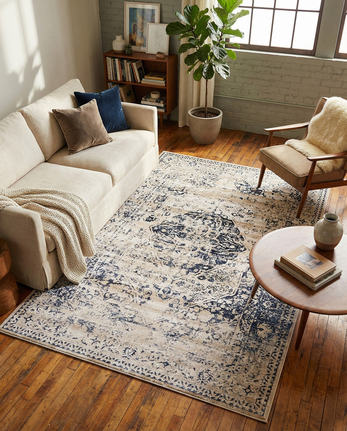 Coastal Manor Collection Area Rug -  Dunes Rectangle Dark Blue  lifestyle 26