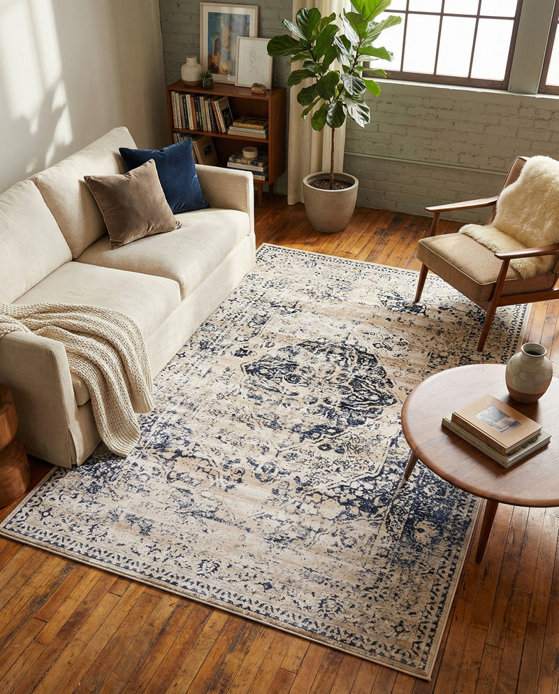 Coastal Manor Collection Area Rug -  Dunes Rectangle Dark Blue  lifestyle 26