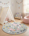 Wonder Tykes Collection Area Rug -  Hued Round Gray  lifestyle 45