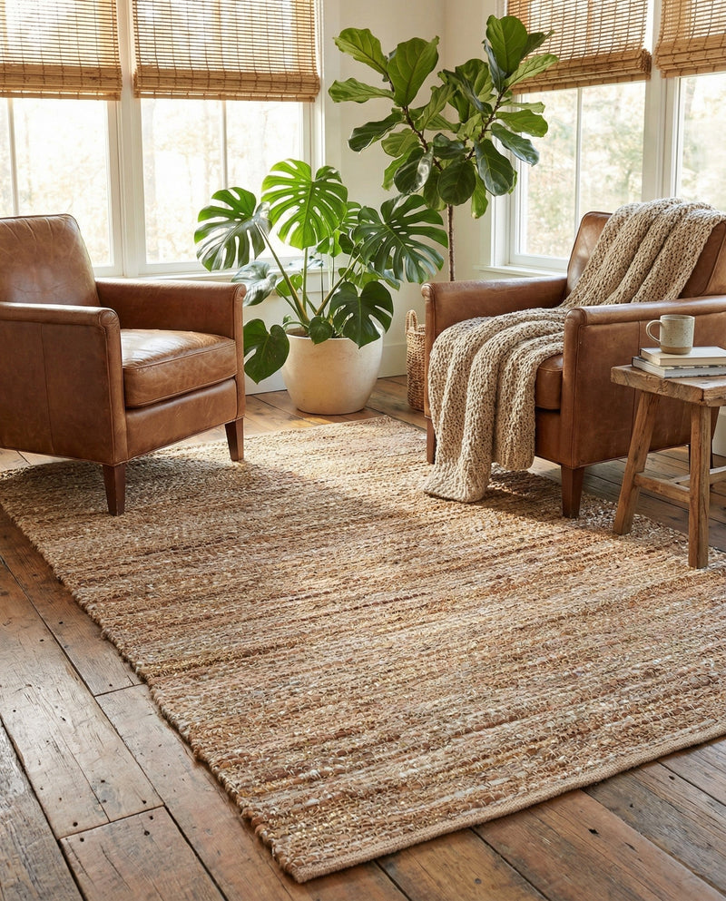 Urban Shimmer Jute Collection Area Rug - Metropolis Rectangle Natural  lifestyle 9