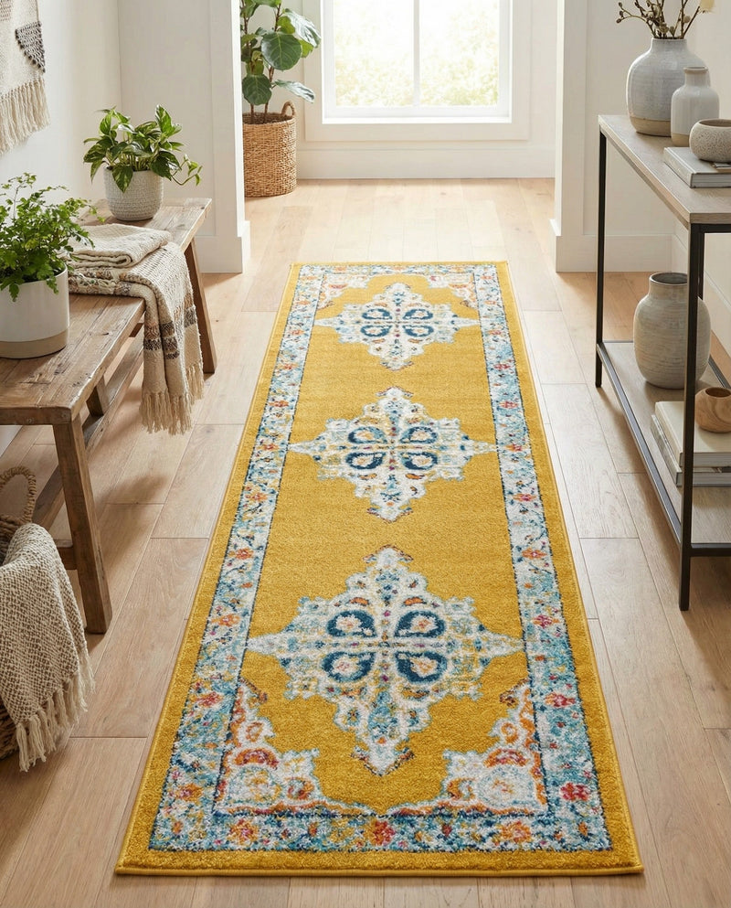 Beverly Grove Collection Area Rug -  Fairfax (Yellow) Runner Yellow  lifestyle 75