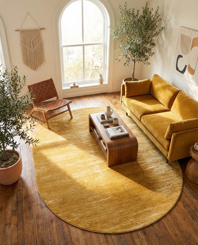 Bloomsbury Elegance Collection Area Rug -  Kensington (Yellow) Oval Yellow  lifestyle 65