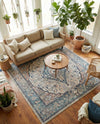 Seville Stripes Collection Area Rug - Cadiz (Blue) Square Blue  lifestyle 41