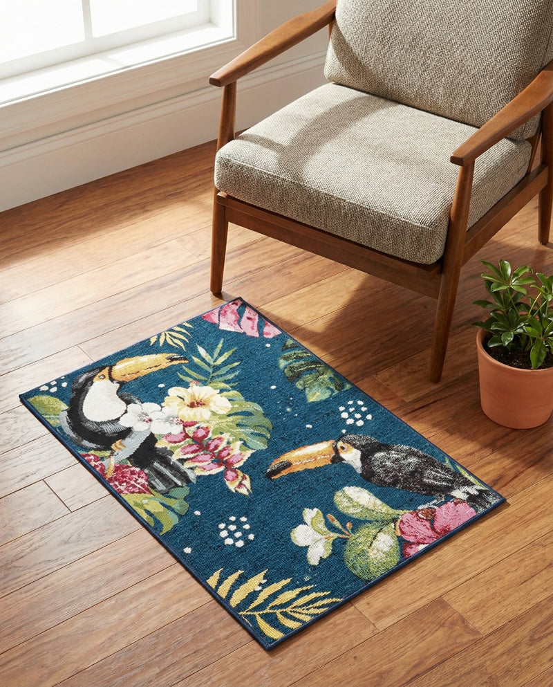 Seaside Blooms Collection Area Rug -  Leaf Rectangle Multi  lifestyle 28