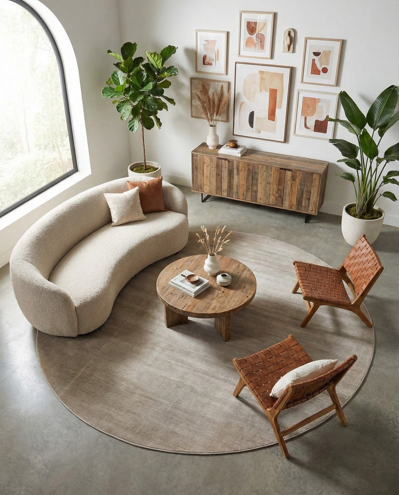 Soho Elegance Collection Area Rug - Chelsea (Gray) Round Gray  lifestyle 30