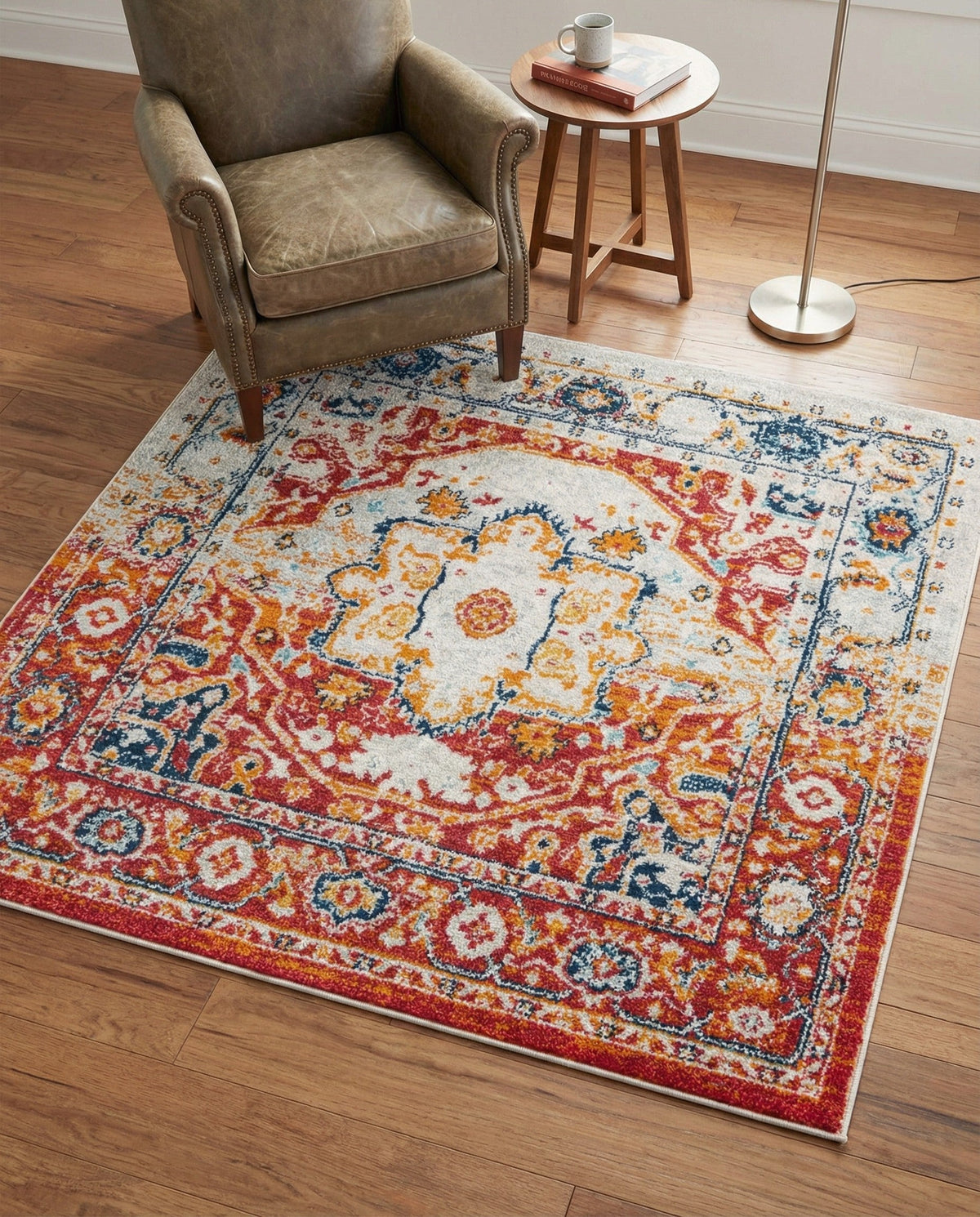 Parisian Elegance Collection Area Rug - Versailles (Rust Red) Square Rust Red  lifestyle 91