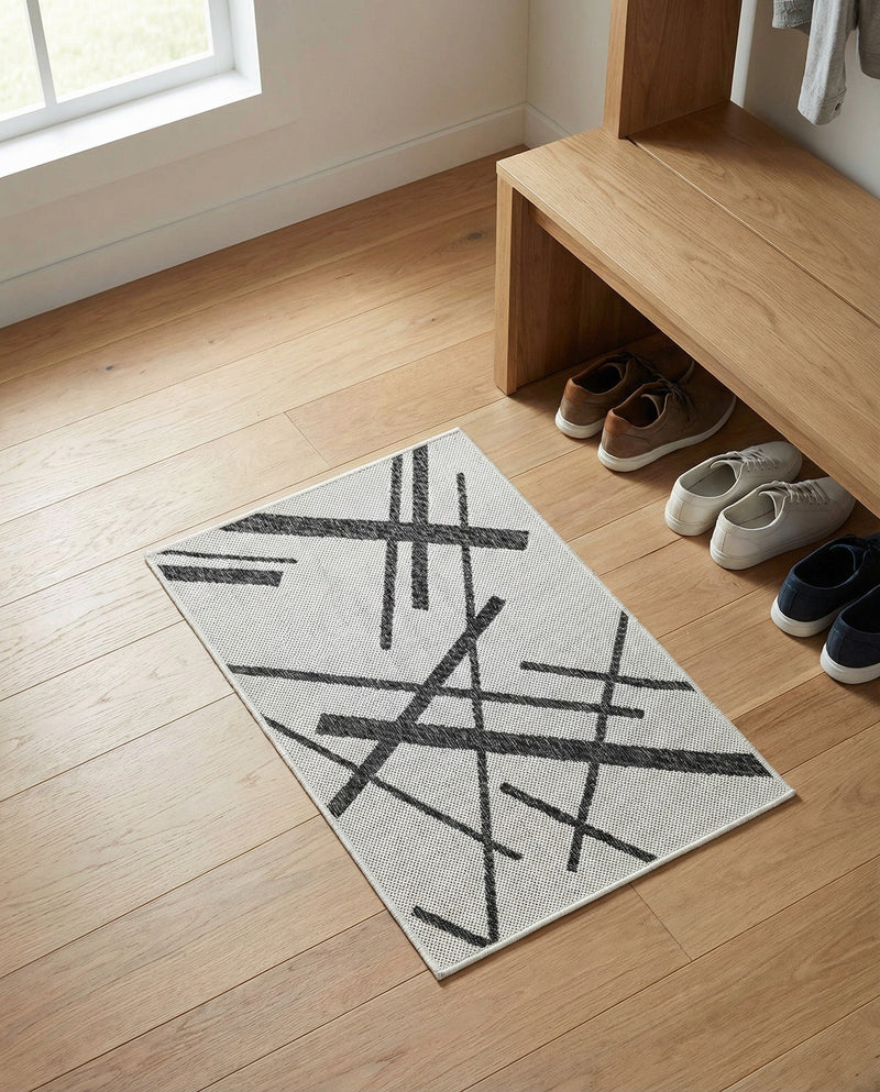 Urban Terrace Collection Area Rug -  Bowery Rectangle Black and White  lifestyle 5