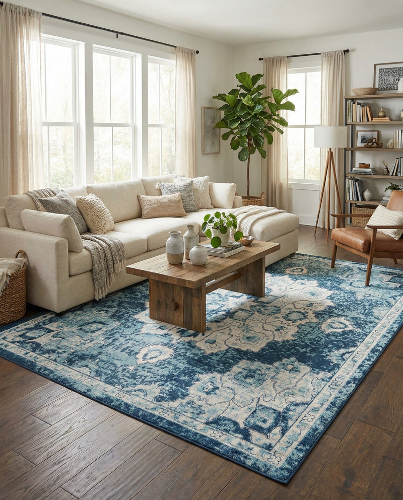 Beverly Grove Collection Area Rug - Melrose (Navy Blue) Rectangle Navy Blue  lifestyle 5