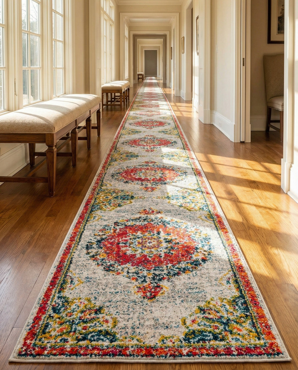 Brighton Terrace Collection Area Rug - Hove (Ivory) Runner Ivory  lifestyle 79